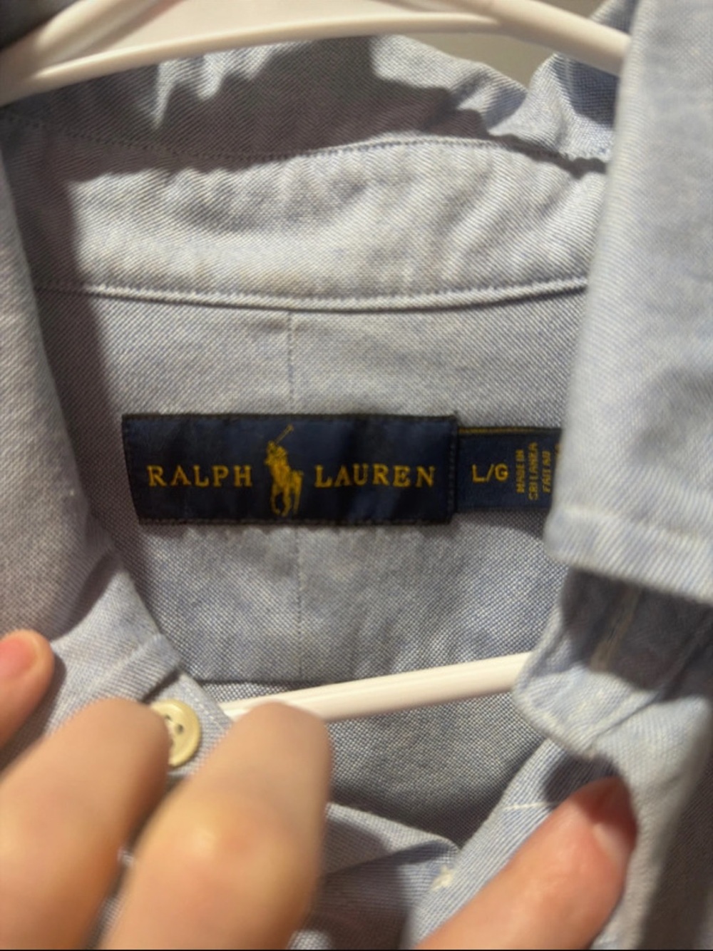Ralph Lauren Light Blue Button-Down Oxford Shirt with Pony Logo - Picture 3 of 3